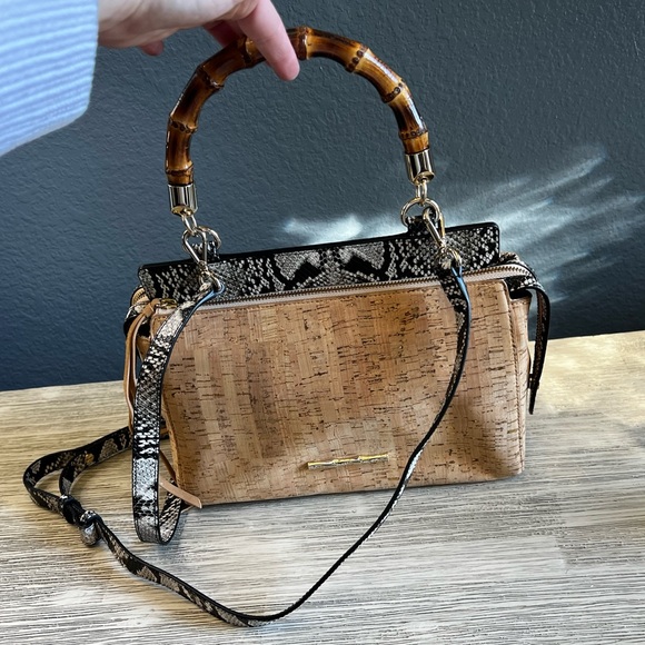 EXCELLENT CONDITION!!! Elaine Turner Snakeskin, Cork & Bamboo Shoulder Bag - Picture 2 of 11